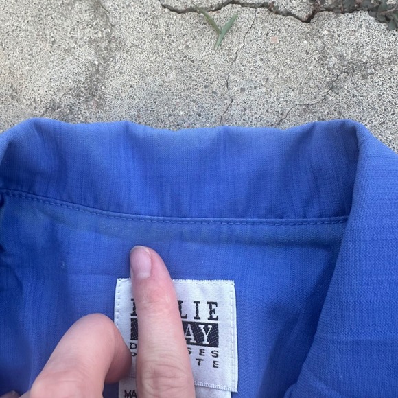 Leslie Fay Petite Vintage Belted Shirt Dress Pleated Career‎ Blue 8P - Picture 7 of 13